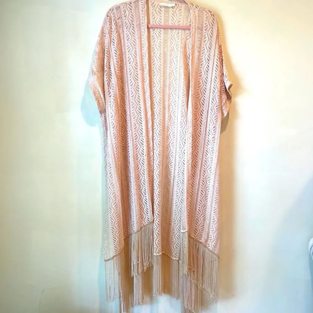 Lush Cream Lace Bohemian Kimono Cardigan Size M/L